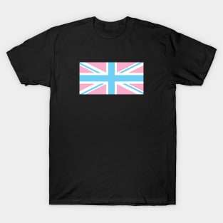 TRANSGENDER UK FLAG (UNION JACK) - PALE BLUE, WHITE AND PINK TRANSGENDER FLAG, INVERTED COLOURS T-Shirt